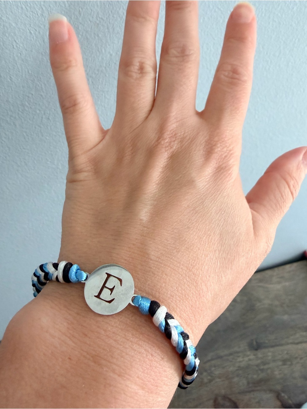 🍭6/$30 Personalized Blue Braided Initial Bracelet - Letter E